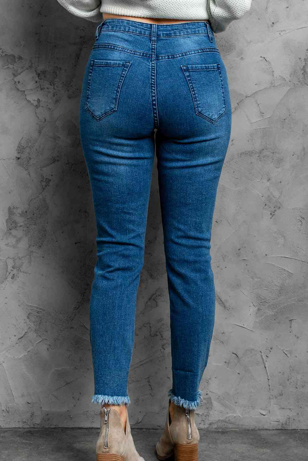 Stylish Distressed Cropped Jeans- 3 colors