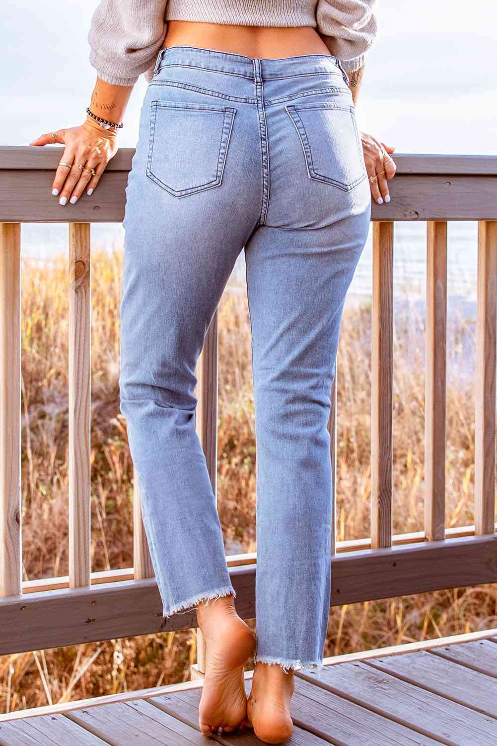 Stylish Distressed Cropped Jeans- 3 colors