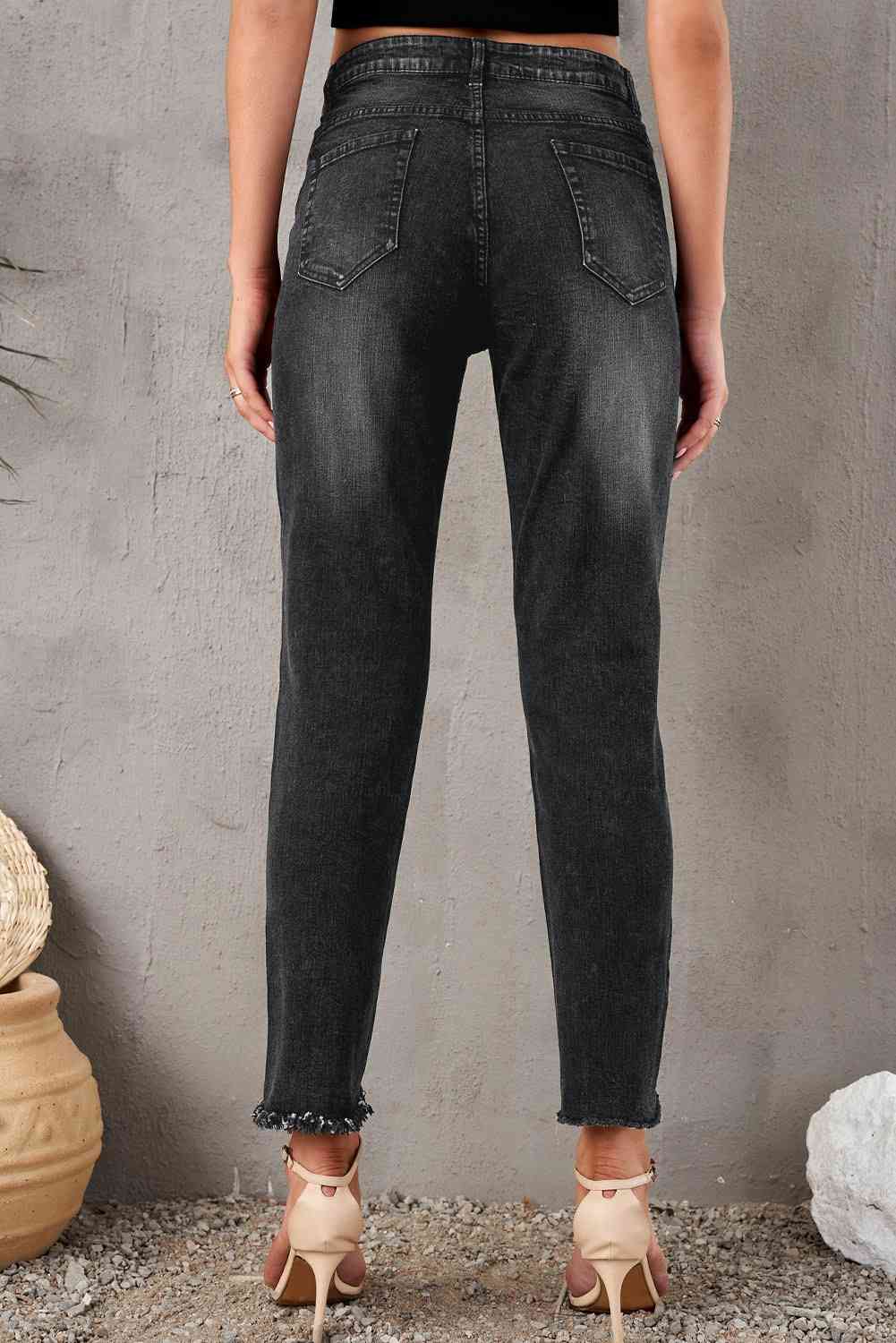 Stylish Distressed Cropped Jeans- 3 colors