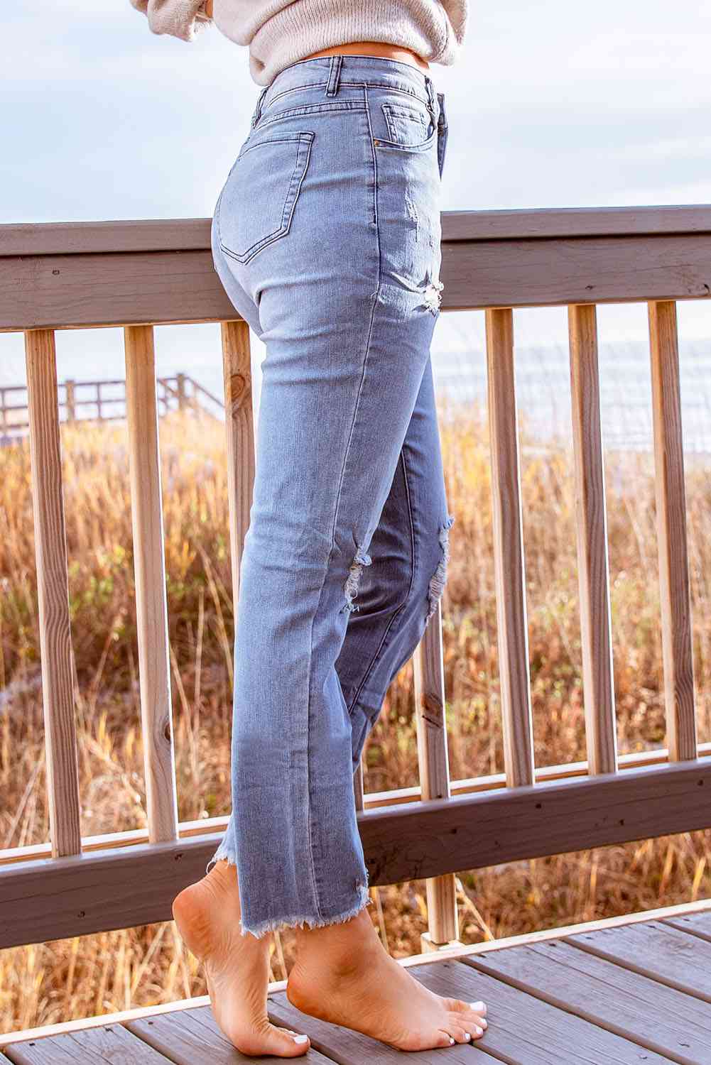 Stylish Distressed Cropped Jeans- 3 colors