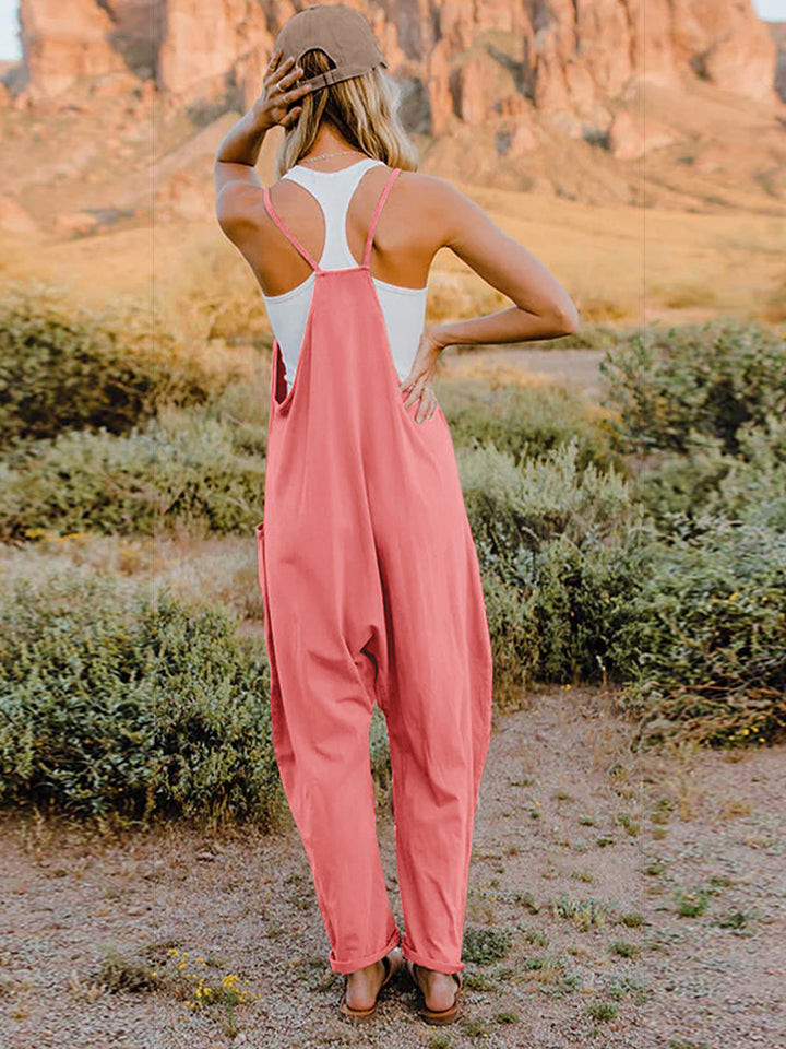 Double Take Full Size Sleeveless V-Neck Pocketed Jumpsuit 2 colors