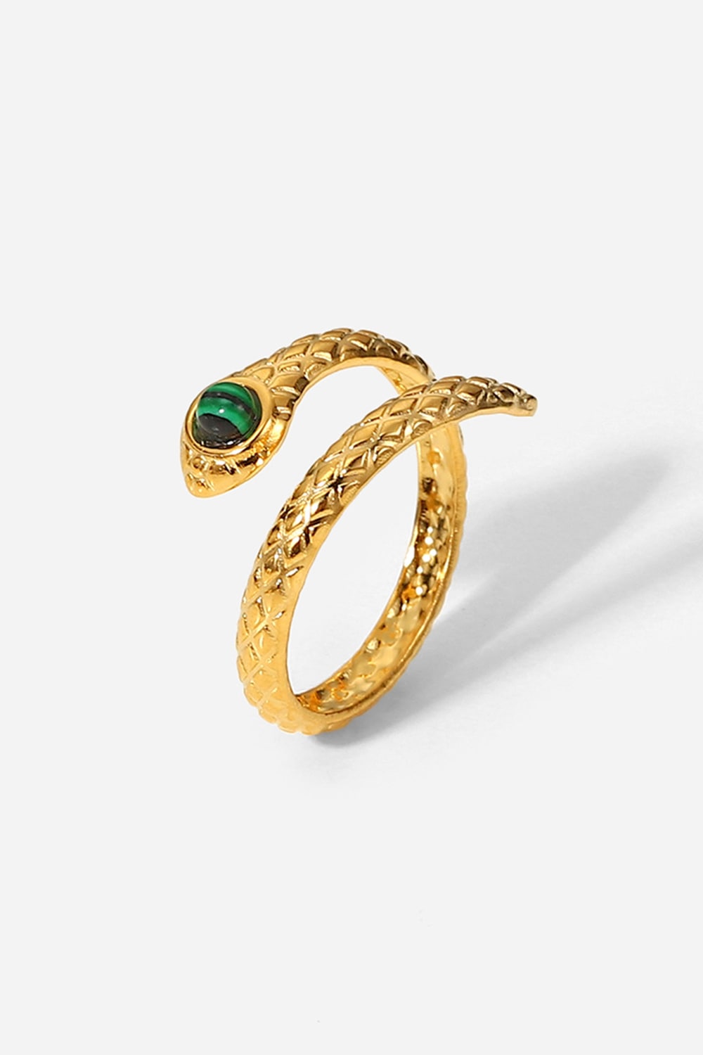 Snake Malachite Snake-Shaped Bypass Ring
