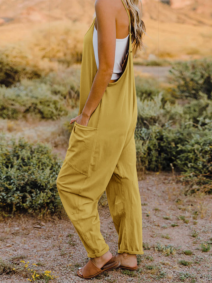 Double Take Full Size Sleeveless V-Neck Pocketed Jumpsuit 2 colors