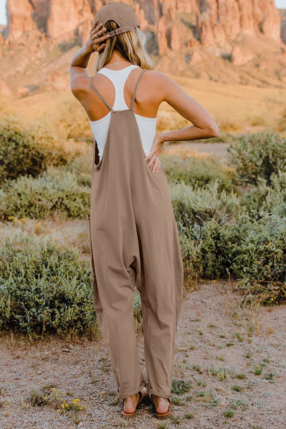 Double Take Full Size V-Neck Sleeveless Jumpsuit with Pockets 6 colors